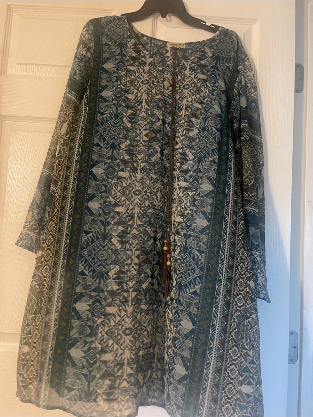 ONE WORLD Blue Patterned Lightweight Tunic dress